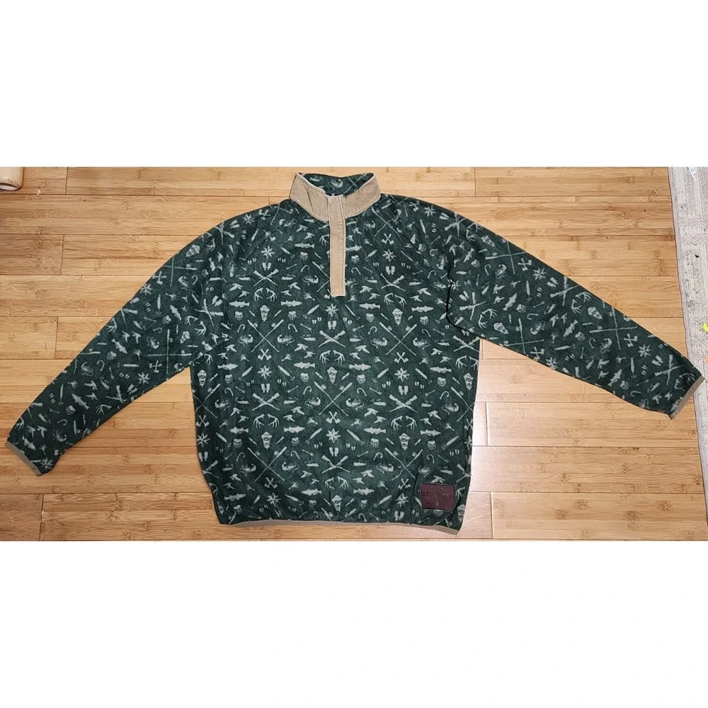 Southern Marsh Woodlands Fleece Men XL 1/2 Zip Pullover Green White Logo Camping